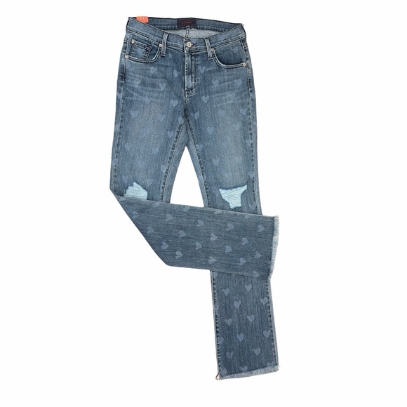 James Jeans Buddy Vintage Love Heart Denim Distressed Straight Jeans Size 26 NWT - Picture 5 of 15